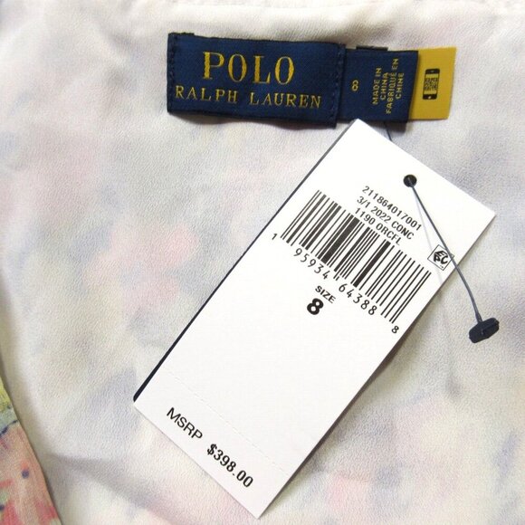 NWT Polo Ralph Lauren Floral Crinkled Chiffon Wrap Midi Dress 8 $398 - Picture 5 of 9